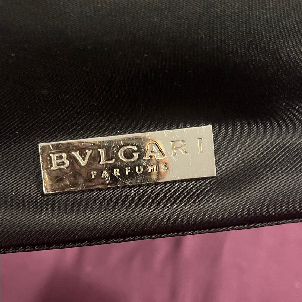 Bulgari Black Cosmetic Case with Silver Logo